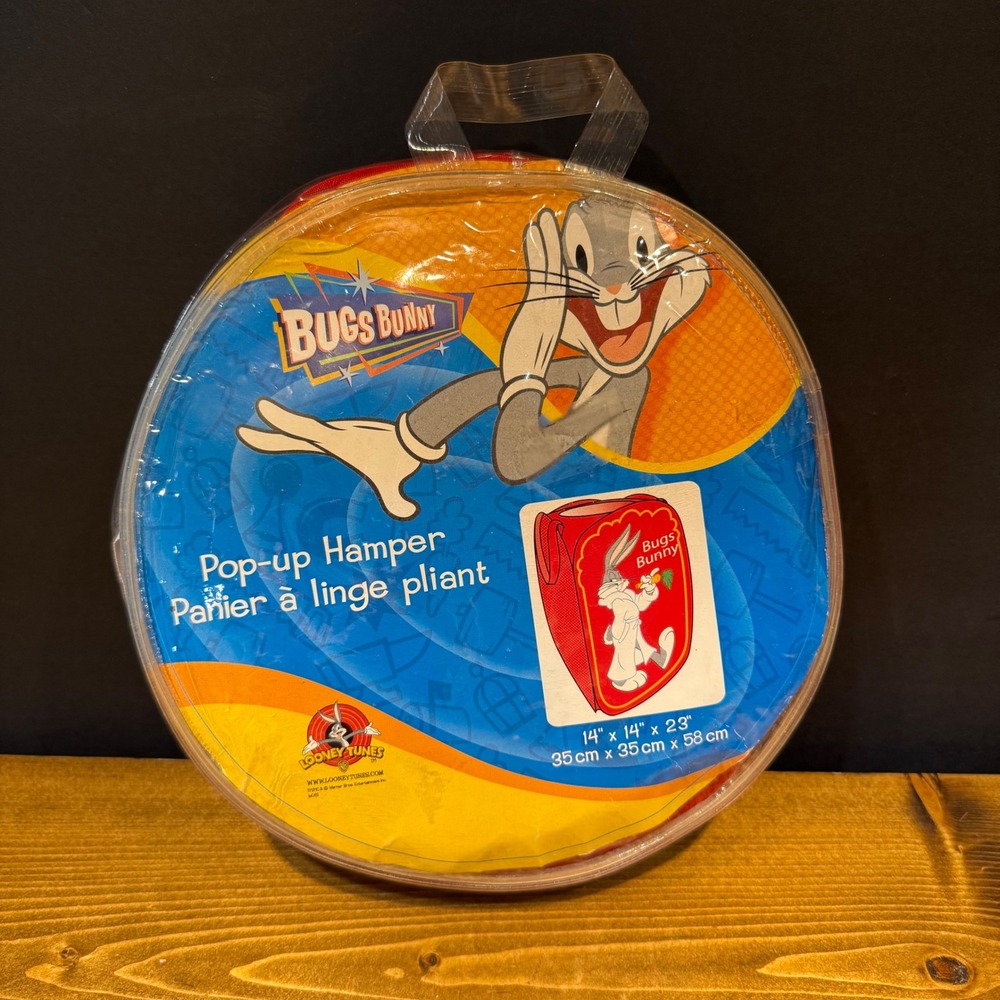 Looney Tunes Bugs Bunny Pop-Up Hamper Red Collapsible Laundry‎ Basket NEW